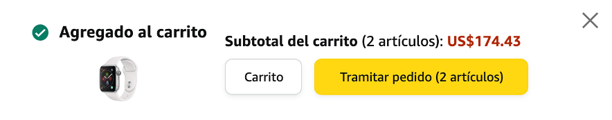 Producto agregado al carrito de Amazon